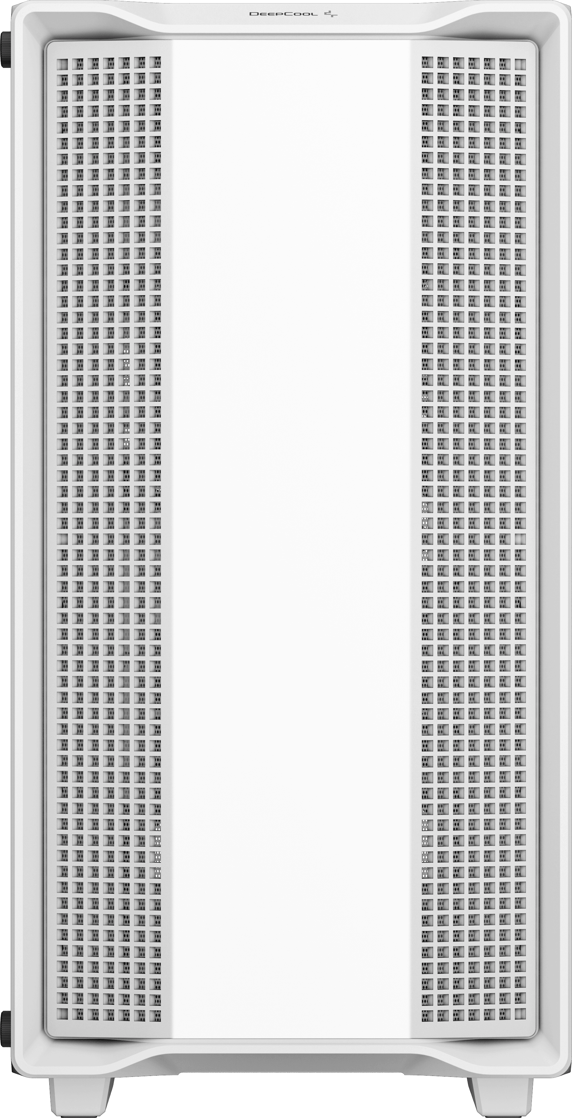 Fehér PC-tok, perforált oldalak és egy központi fehér panel.