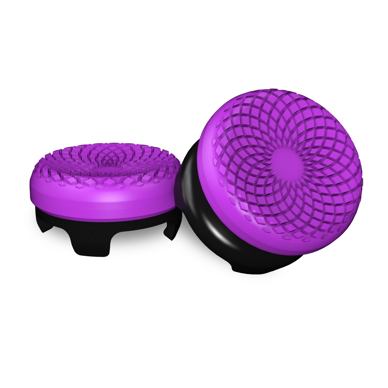 Two purple and black joystick attachments.