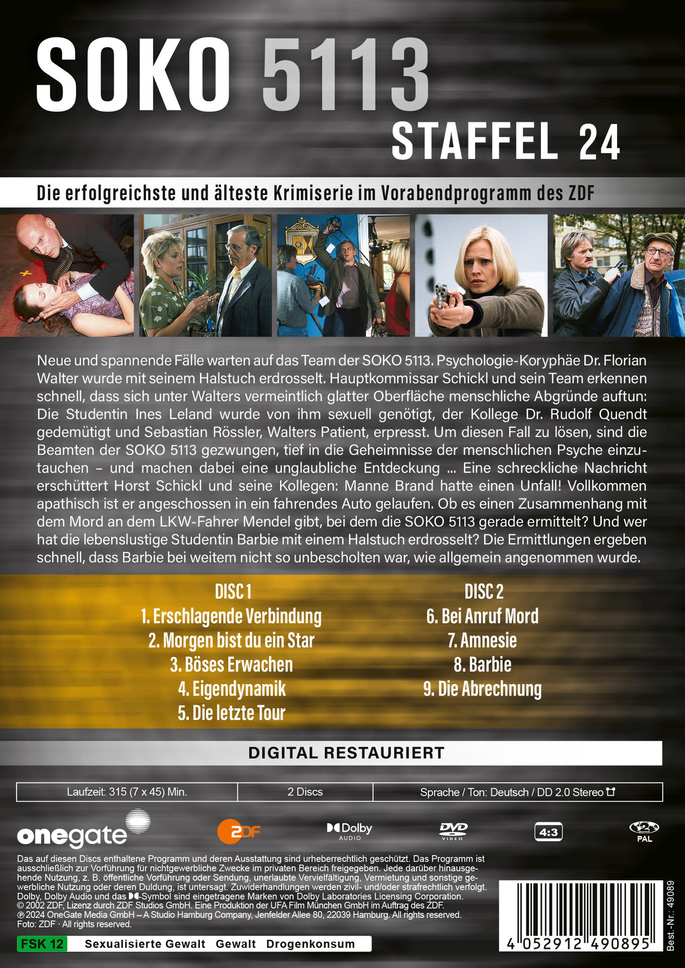 DVD-Hülle hinten mit verschiedenen Schauspielern und Gehäuseinformationen.