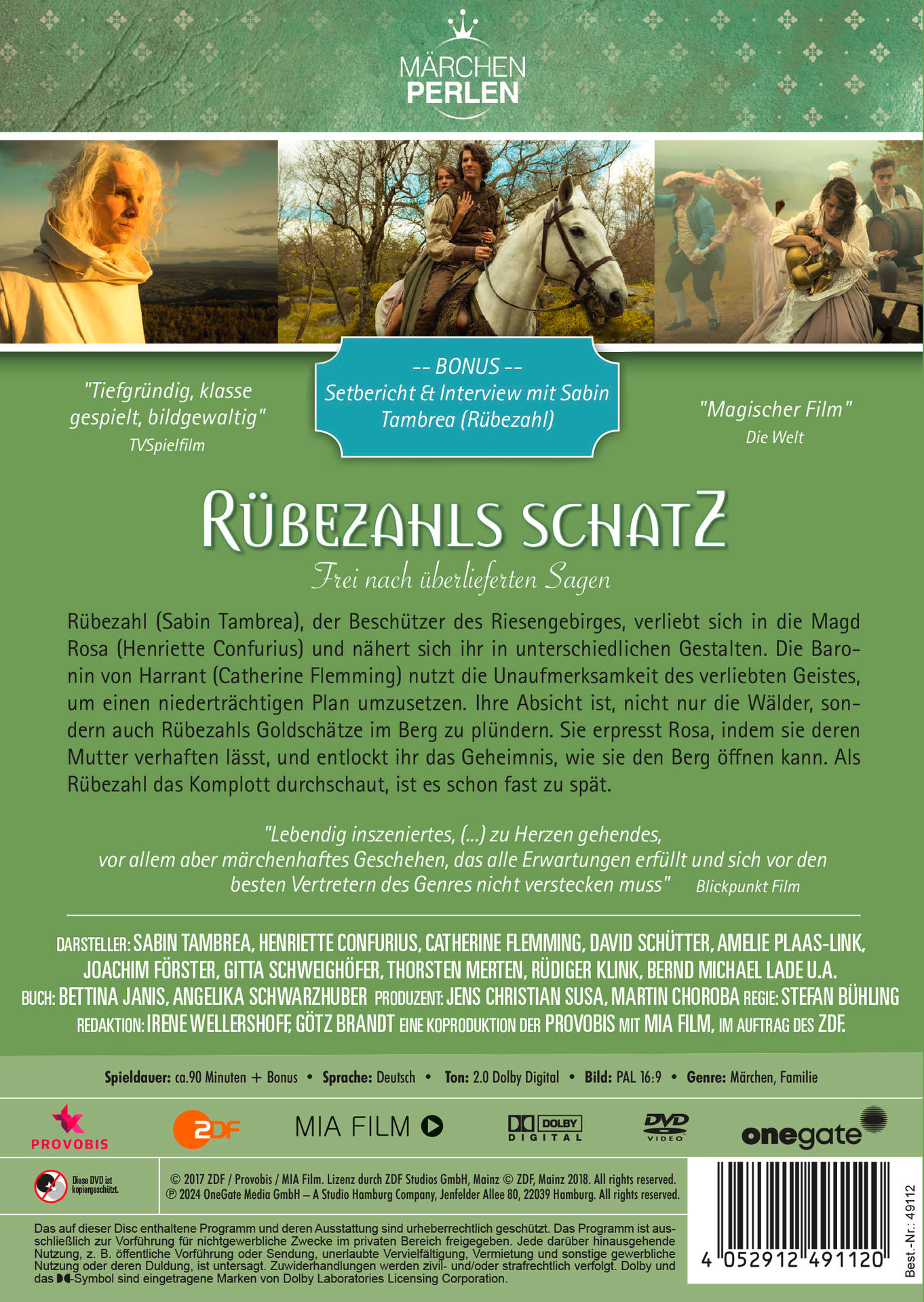 Das DVD-Cover des Films „Rübezahls Schatz“ mit Text und Bildern.