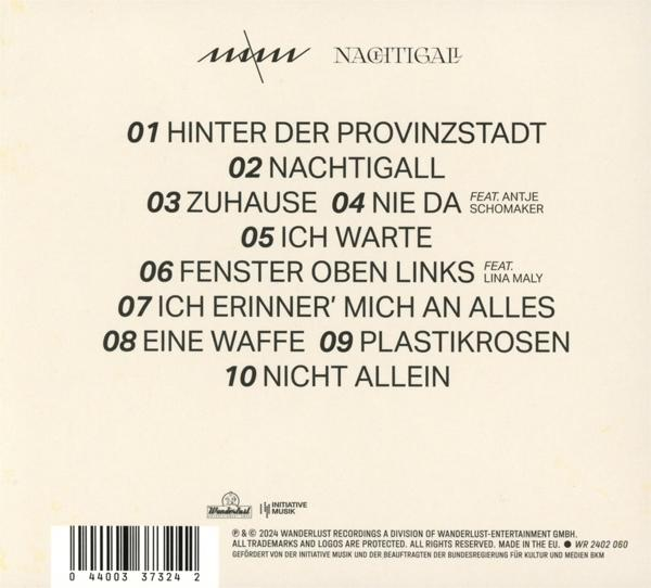 Rückseite einer CD-Hülle mit Titelliste auf Deutsch und Credits. Unten befindet sich ein Logo.