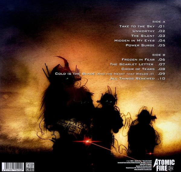 Albumcover: Bild von dunklen Figuren mit dem Titel 'Atomic Fire'.