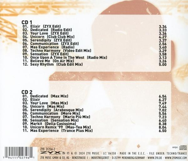 CD mit Titellisten-Details. Zwei CDs mit Text. ZYX Music Logo in der Ecke.