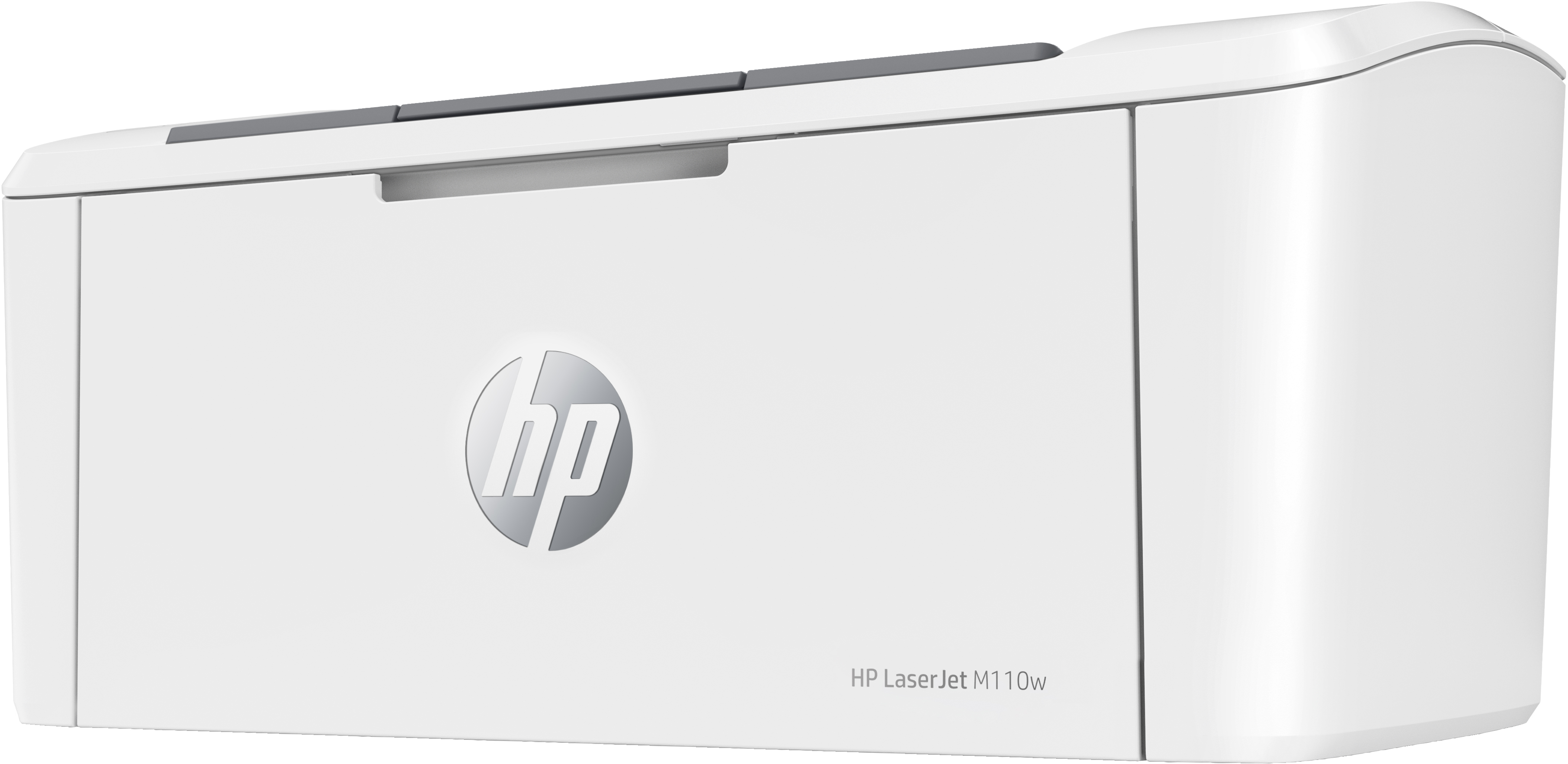 Weißer HP Laserjet Drucker auf weißer Oberfläche.