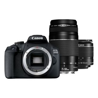CANON EOS 2000D Body + EF-S 18-55mm f/3.5-5.6 IS II + EF 75-300mm f/4-5.6 III - Spiegelreflexkamera Schwarz