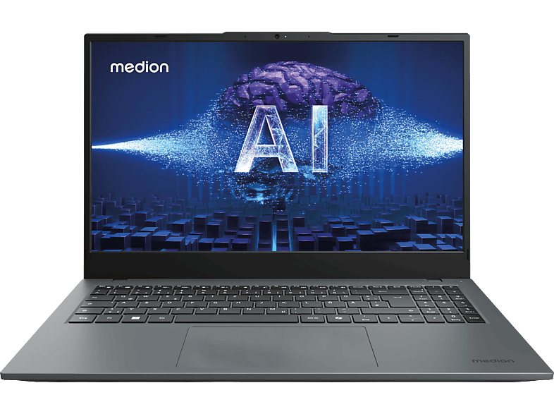 MEDION E15443 (MD 62622), Notebook, mit 15.6 Display, Intel® Core™ Ultra 7 155H Prozessor (24 MB Cache, bis zu 4.80 GHz), 16 GB RAM, 1 TB SSD, Arc™ GPU, Grau, Windows 11 Home