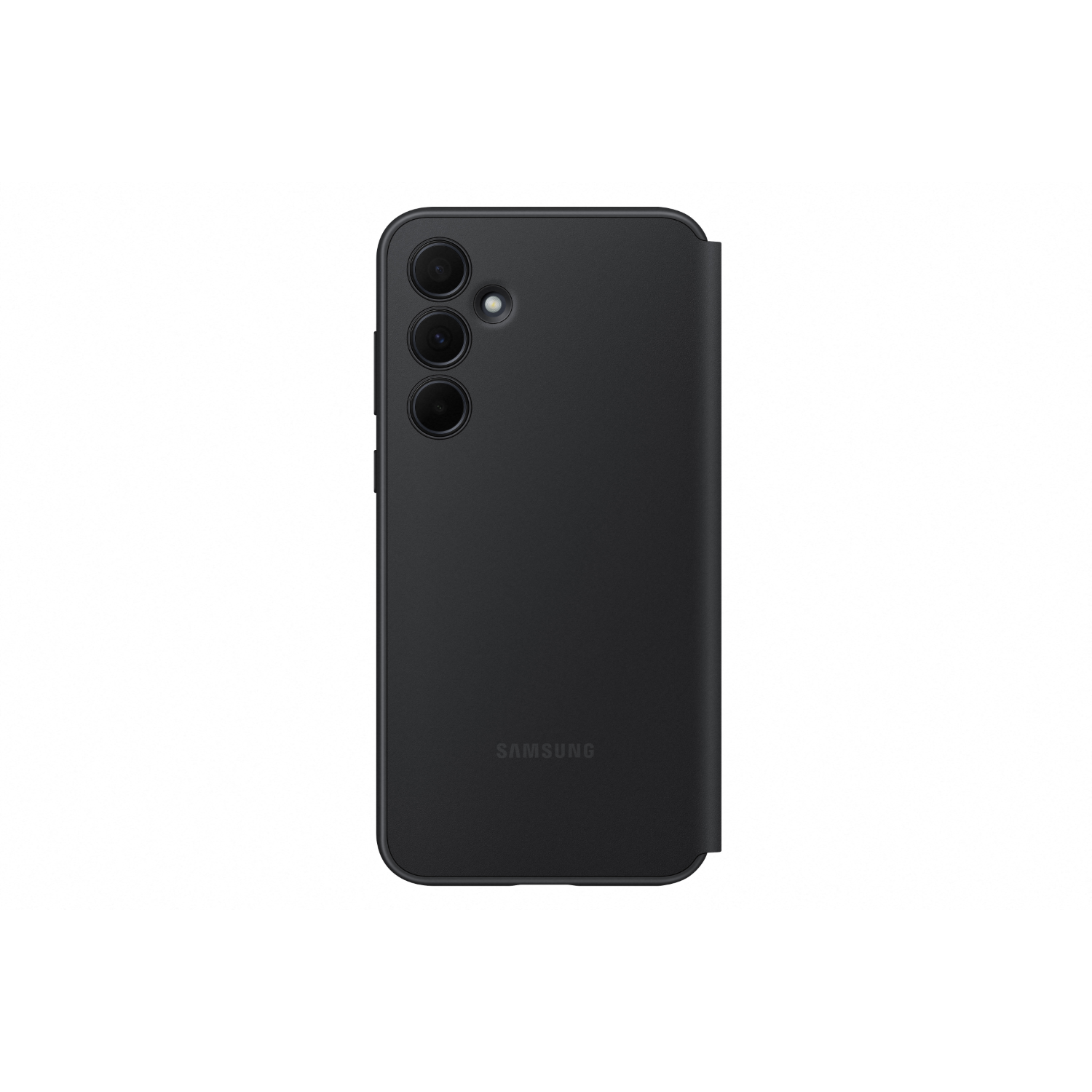 Black phone case. Three camera holes. Samsung logo at the bottom.