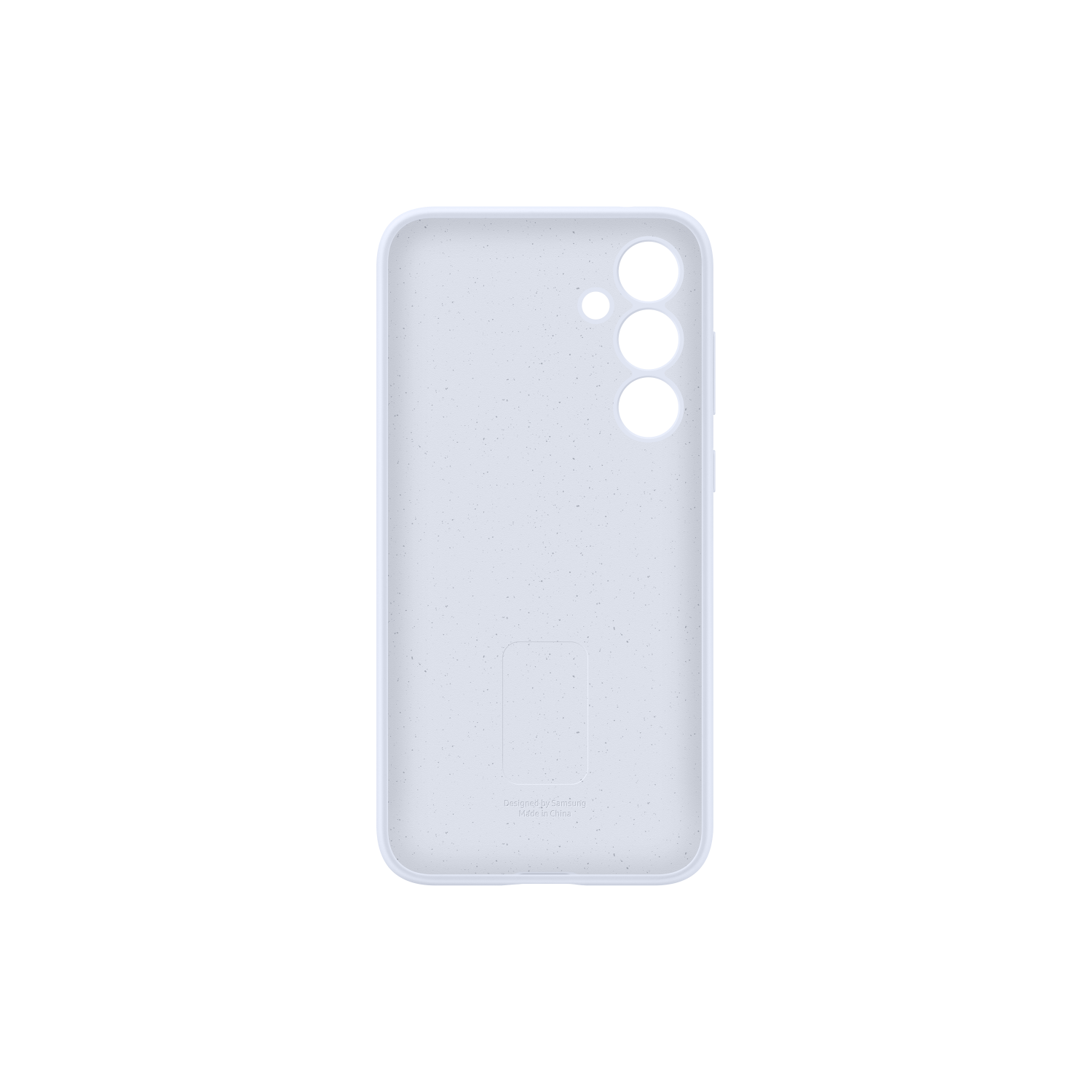 Een telefoonhoesje met een lichtpaarse achterkant.