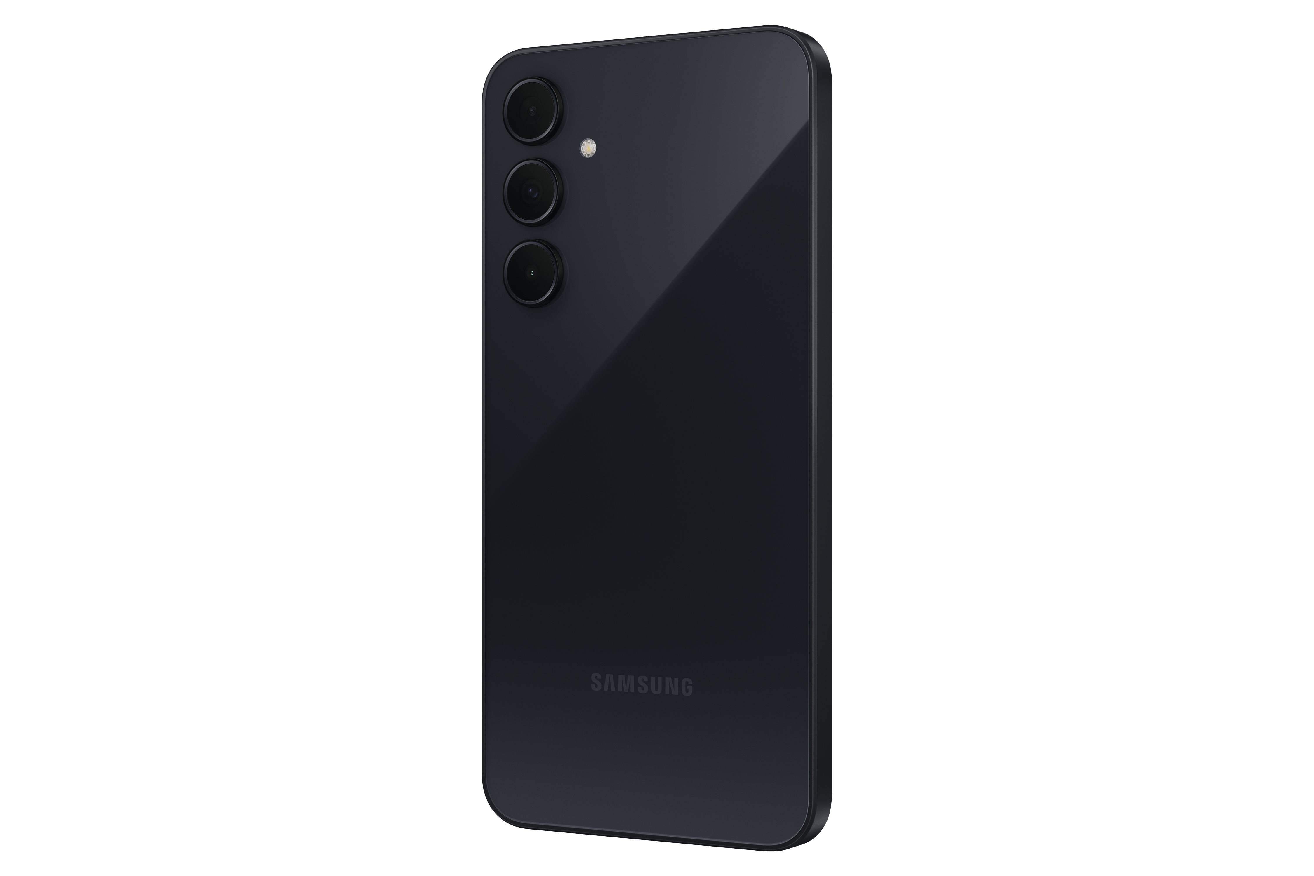 Schwarze Smartphone-Rückseite mit Kameras. Das Samsung-Logo ist sichtbar.