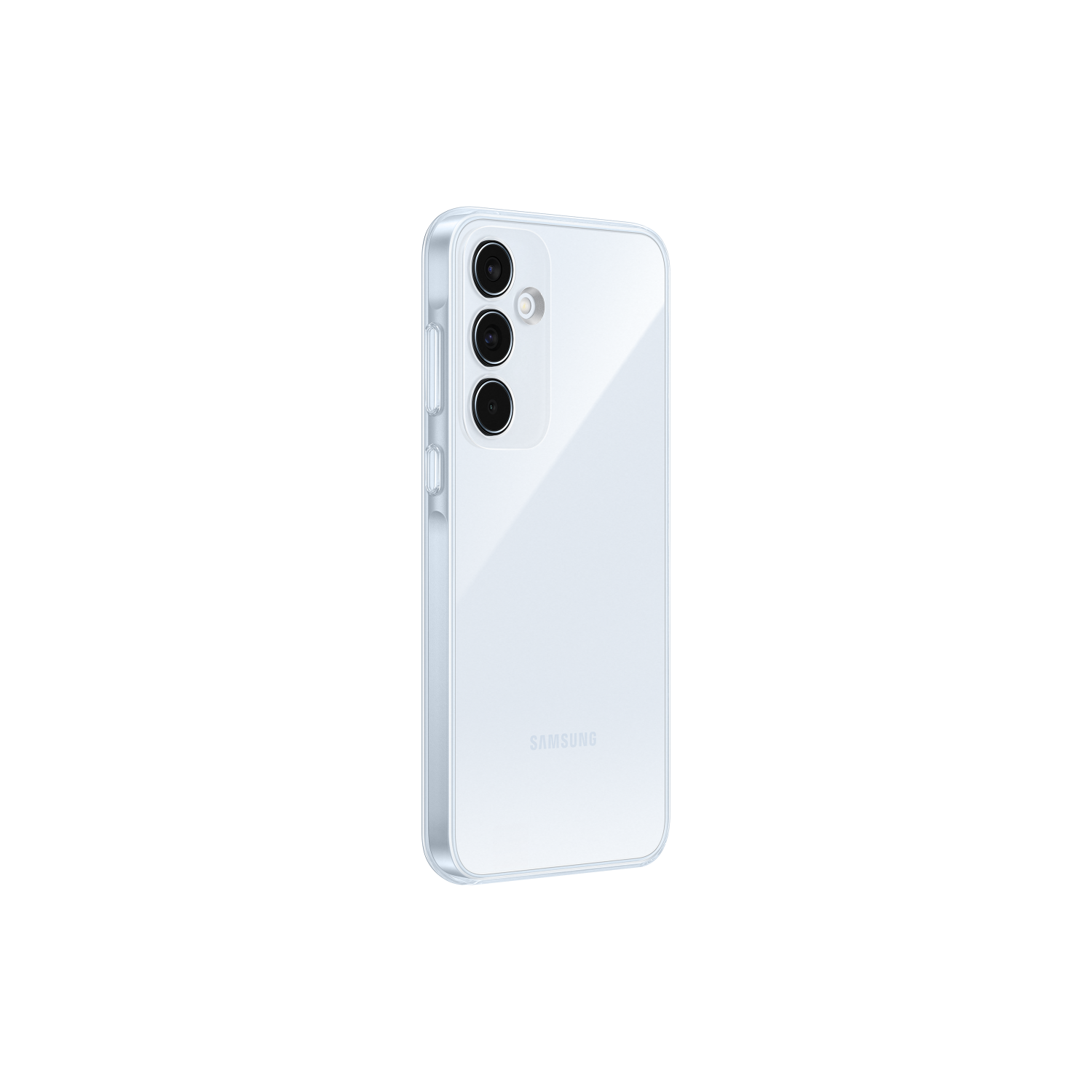 Achterkant van een Samsung-telefoon in blauw met een camera.