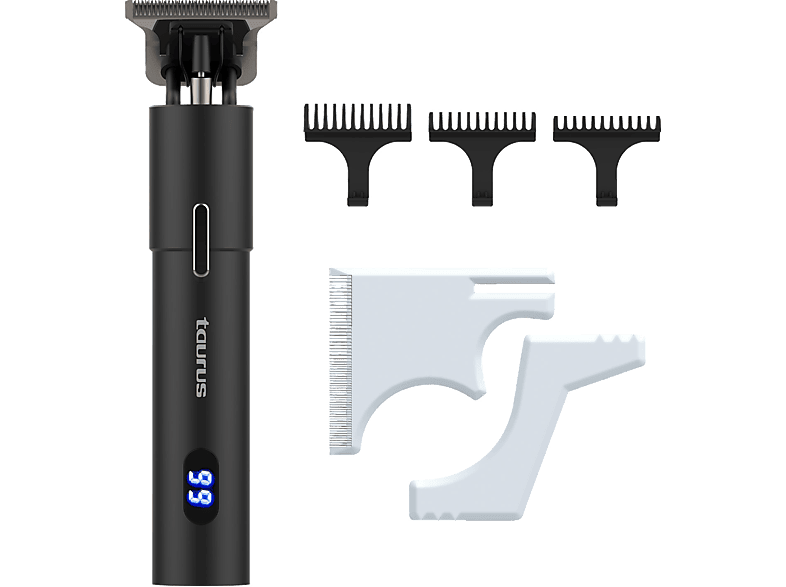 Afeitadora corporal - Taurus Precission, 2000 mAh, 4h autonomía, cuchillas de acero inoxidable, 3 peines guía, 2 plantillas corte, negro