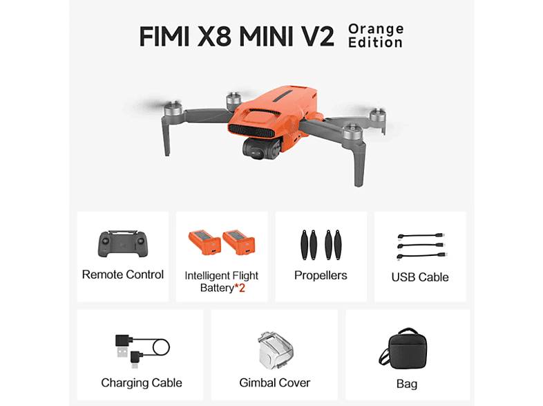 FIMI X8 Mini V2 Drone Çanta ve Çift Bataryalı Turuncu_1