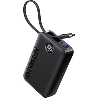 ANKER (20,000 mAh, 22.5 W, geïntegreerde USB-C-kabel) Powerbank Zwart