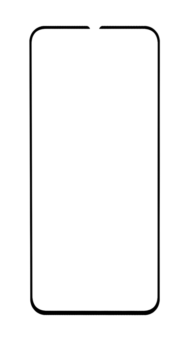 Ein weißer Telefonbildschirm mit schwarzem Rand, schlicht und leer, auf weißem Hintergrund.