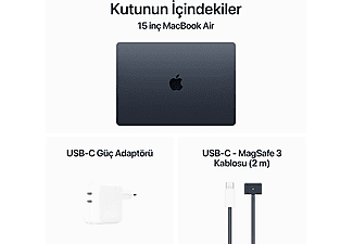 APPLE MRYU3TU/A/Macbook Air/M3/8/256/10/15 inç /Midnight_8