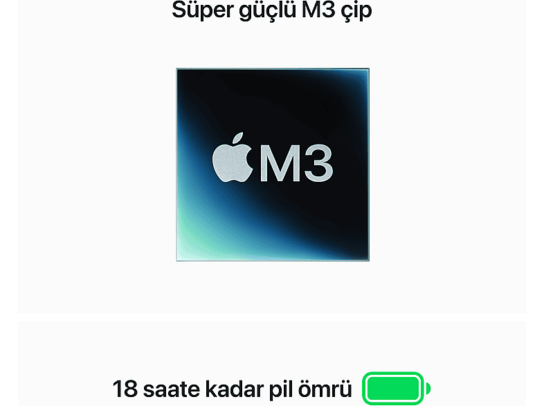 APPLE MRXP3TU/A/Macbook Air/M3 8 Çekirdek CPU- 10 Çekirdek GPU/8GB