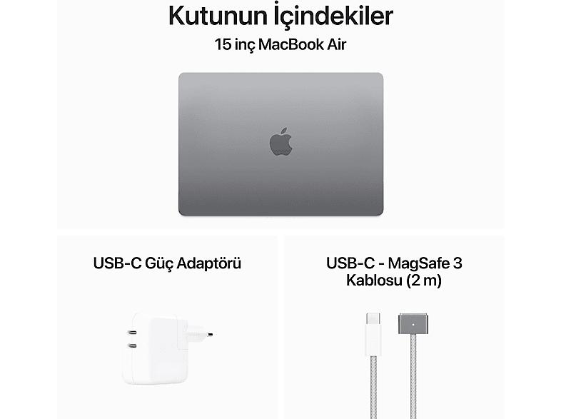 APPLE MXD13TU/A/Macbook Air/M3/16/512/10/15 inç /Space Grey_8