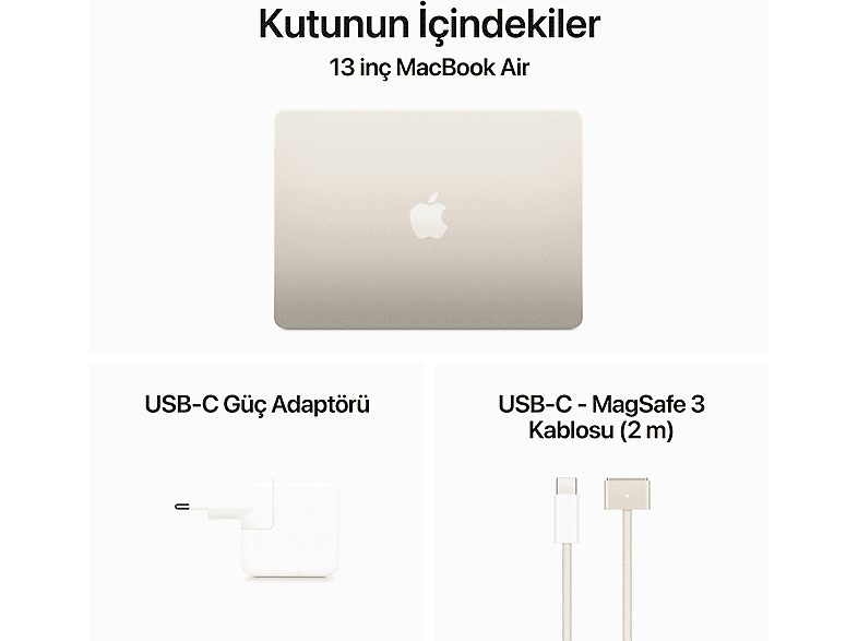 APPLE MRXU3TU/A/Macbook Air/M3/8/512/10/13 inç/Starlight_8