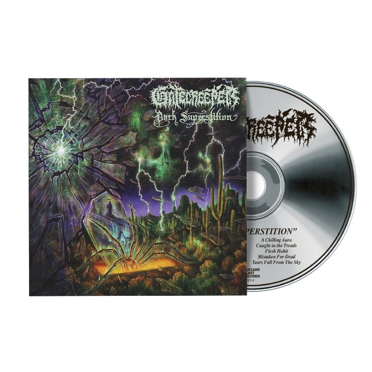 CD-Hülle mit Albumcover. Zeigt eine dunkle, stürmische Landschaft mit Spinnennetz und Kaktus.