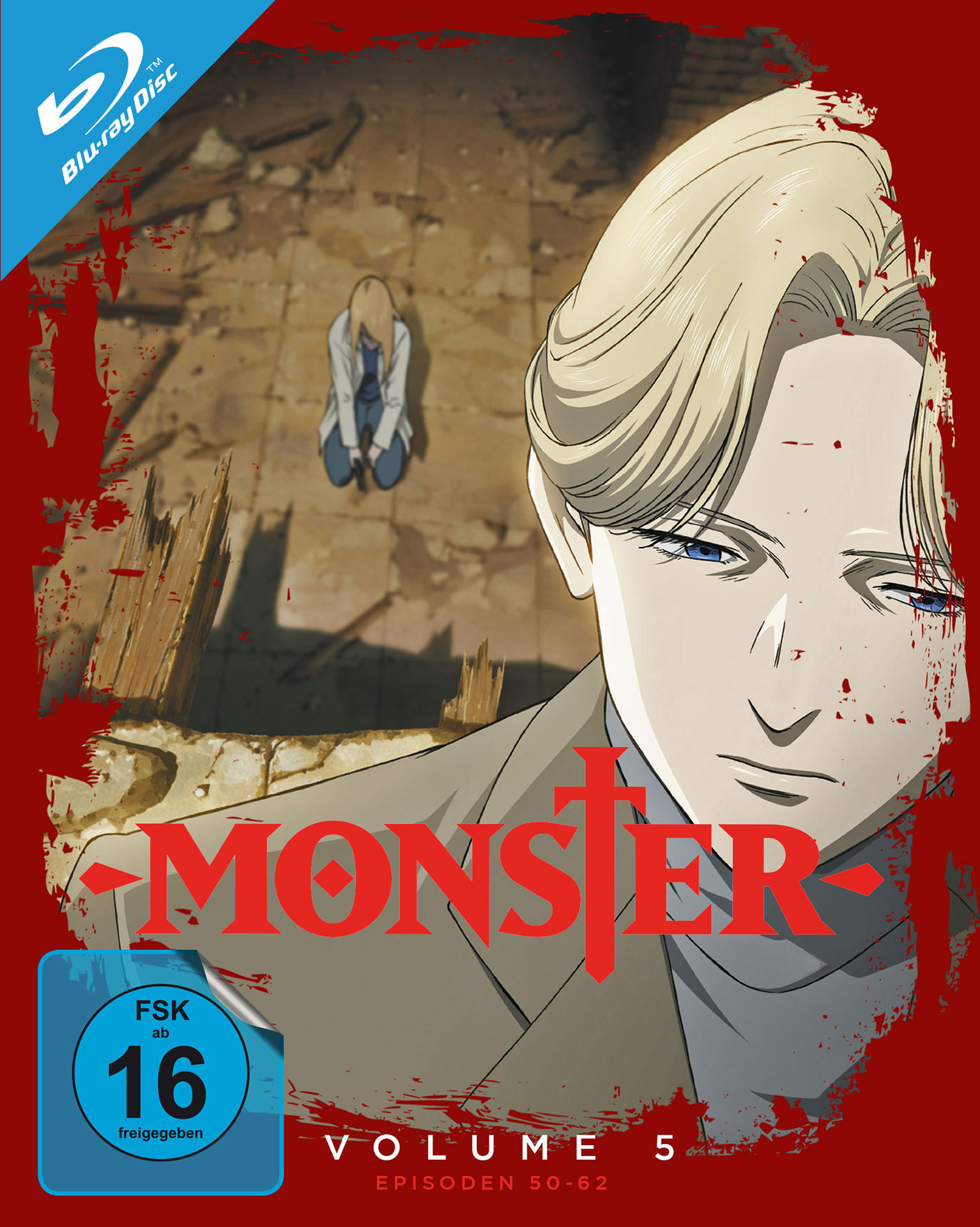 Blu-ray-Disc-Cover: Anime-Figur mit blonden Haaren, Titel in Rot. Dunkler Hintergrund.