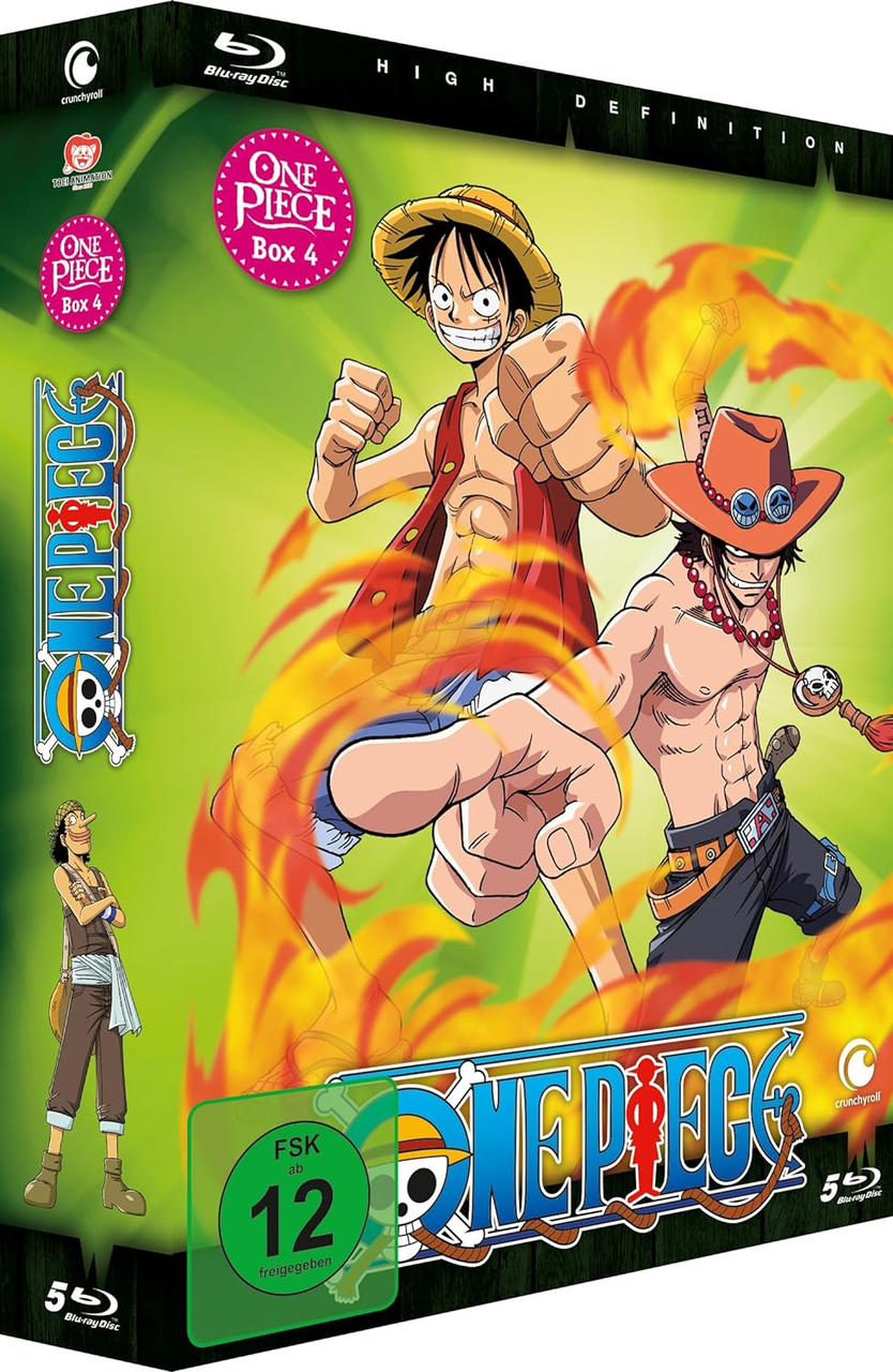 Blu-ray-Box-Set mit Anime-Charakteren in Aktion.