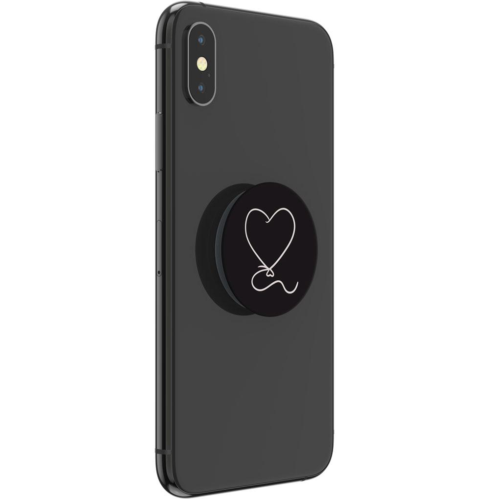 PopSockets PopGrip Trois Cœurs Blancs Sur Fond Noir – Support Téléphone Interchangeable