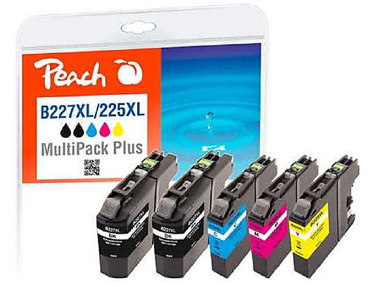 PEACH 0F319377 BROTHER LC-225XL/227XL C/M/Y/2XBK - Cartuccia d'inchiostro (Black)