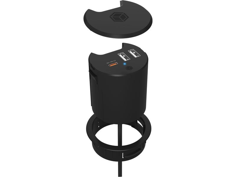 RAIDSONIC IB-HUB1407 TABLE-HUB - Concentrateur USB 3.0 (Noir)