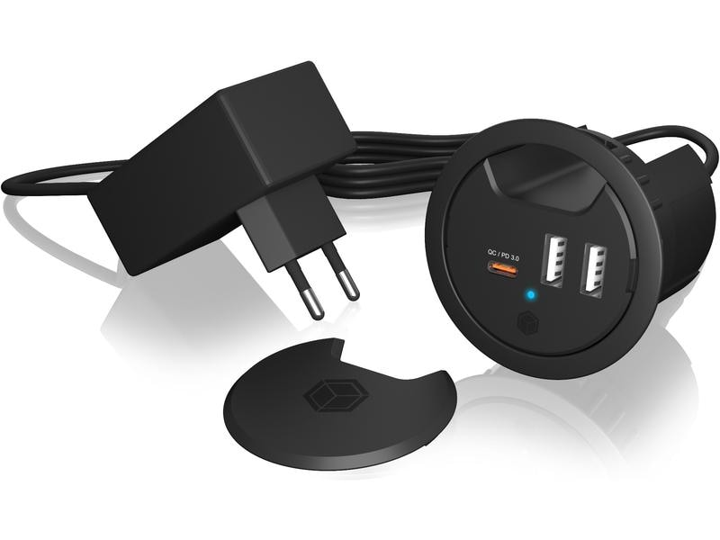 RAIDSONIC IB-HUB1407 TABLE-HUB - Concentrateur USB 3.0 (Noir)