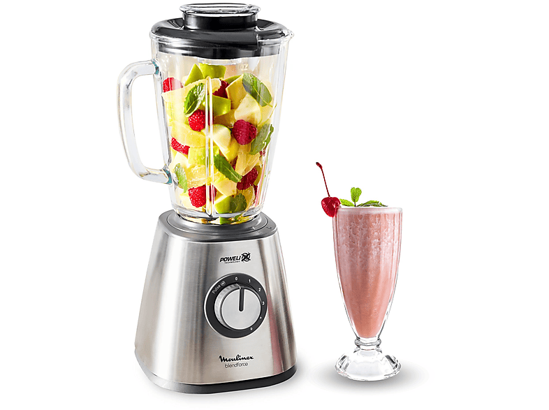 Moulinex Blendforce Batidora de vaso 1 75 L 800 W  5 velocidades Función Pulse 6 cuchillas Powelix Jarra de Cristal Termorresistente – imagen 2