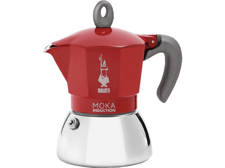 MediaMarkt, Bialetti Moka Induktion 6 Tassen, Espressokocher, Rot/Schwarz, Küchengeräte, Kaffeemaschinen, Espressokocher, MOKA-IND-6TZ-RD