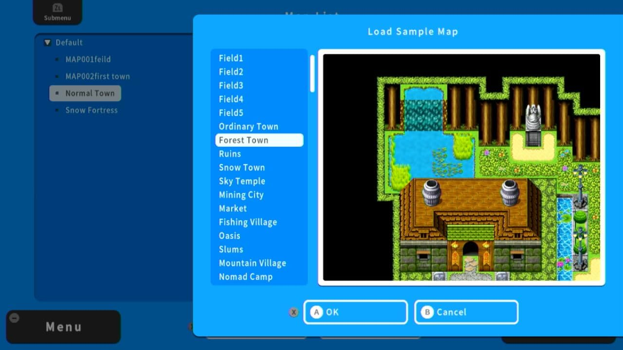 Captura de pantalla de la interfaz de un videojuego. Muestra una pantalla de selección de mapa con opciones de ciudad y un mapa.