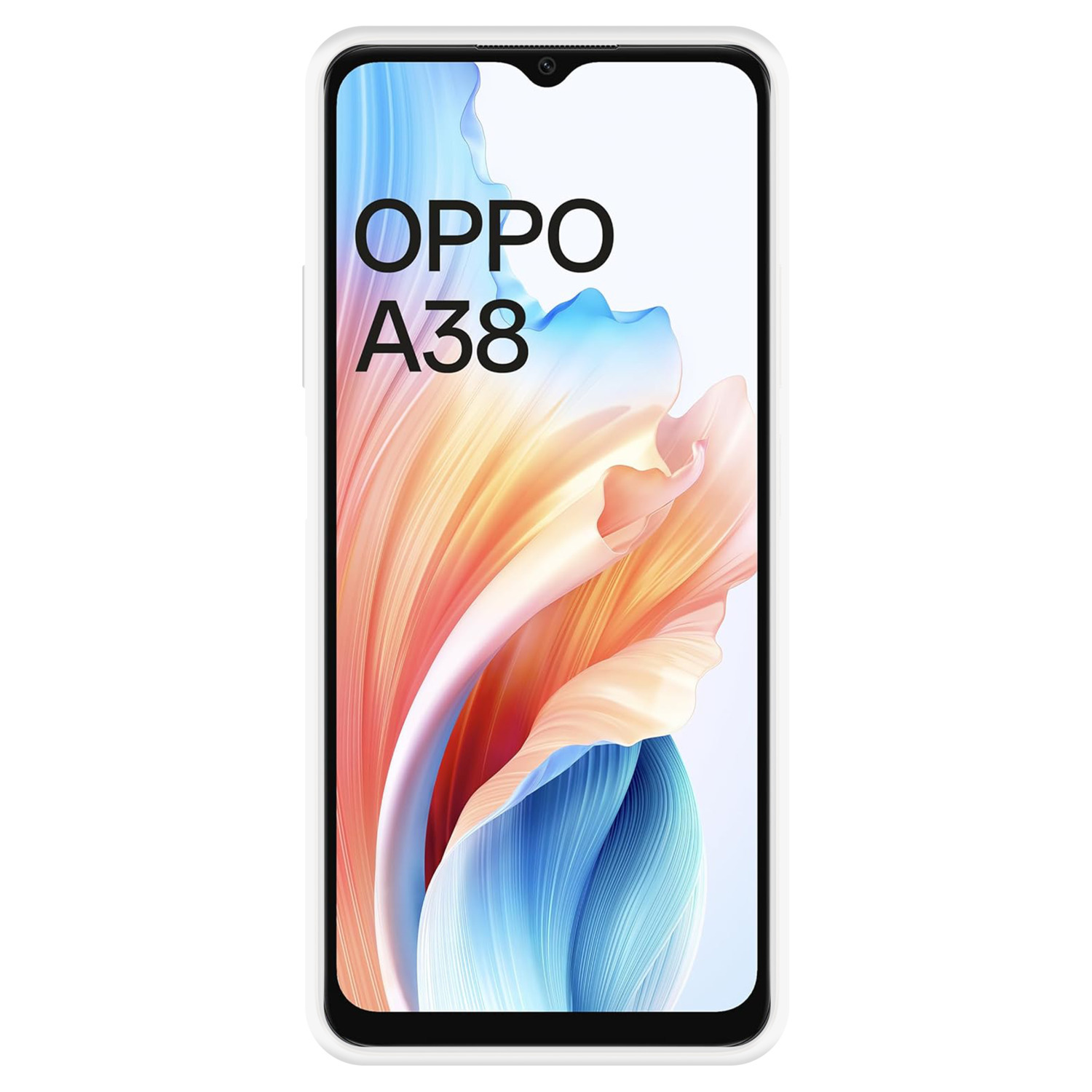 Un téléphone blanc avec les mots "OPPO A38" sur l'écran.