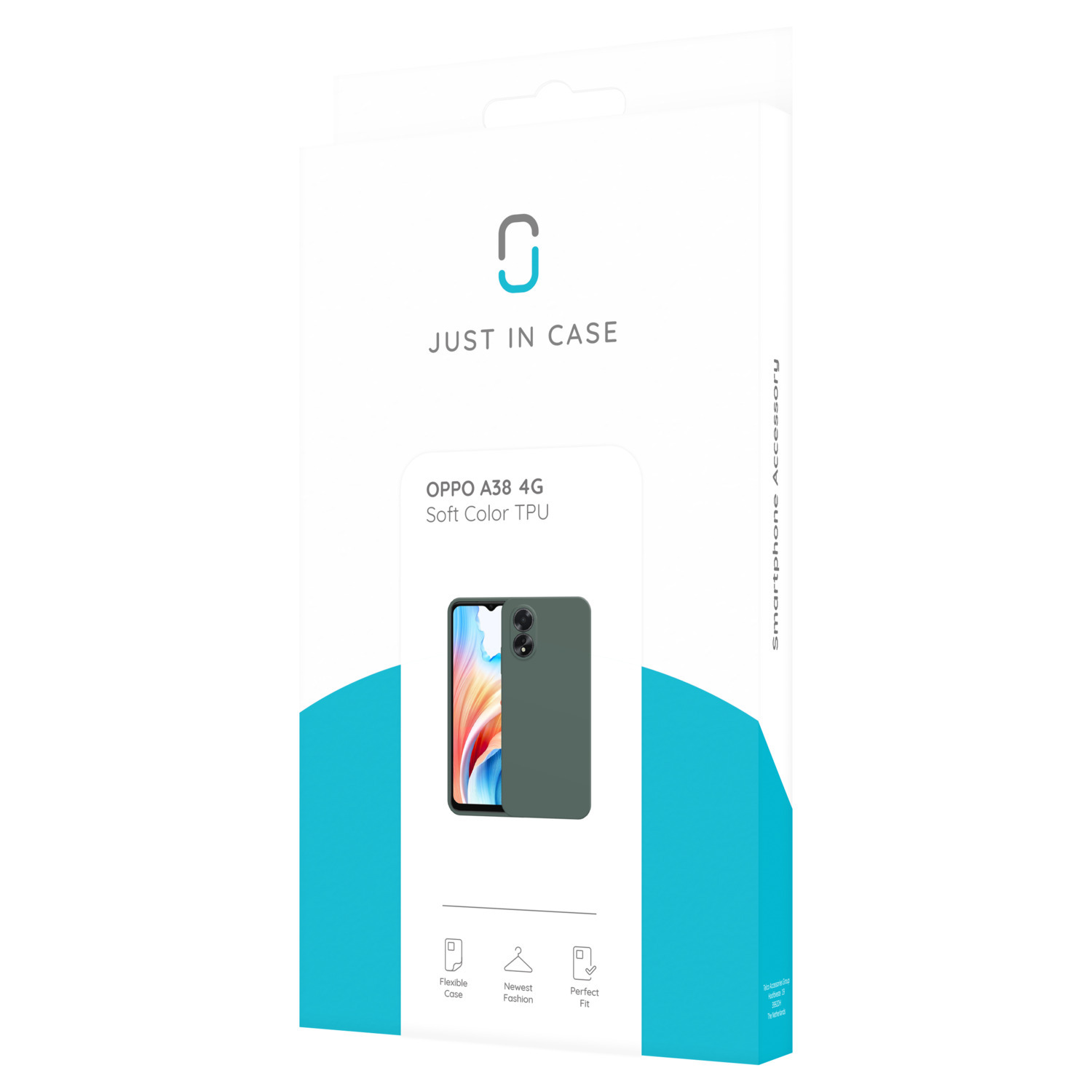 Een telefoonhoesje doos met een afbeelding van een telefoon erin, met tekst.