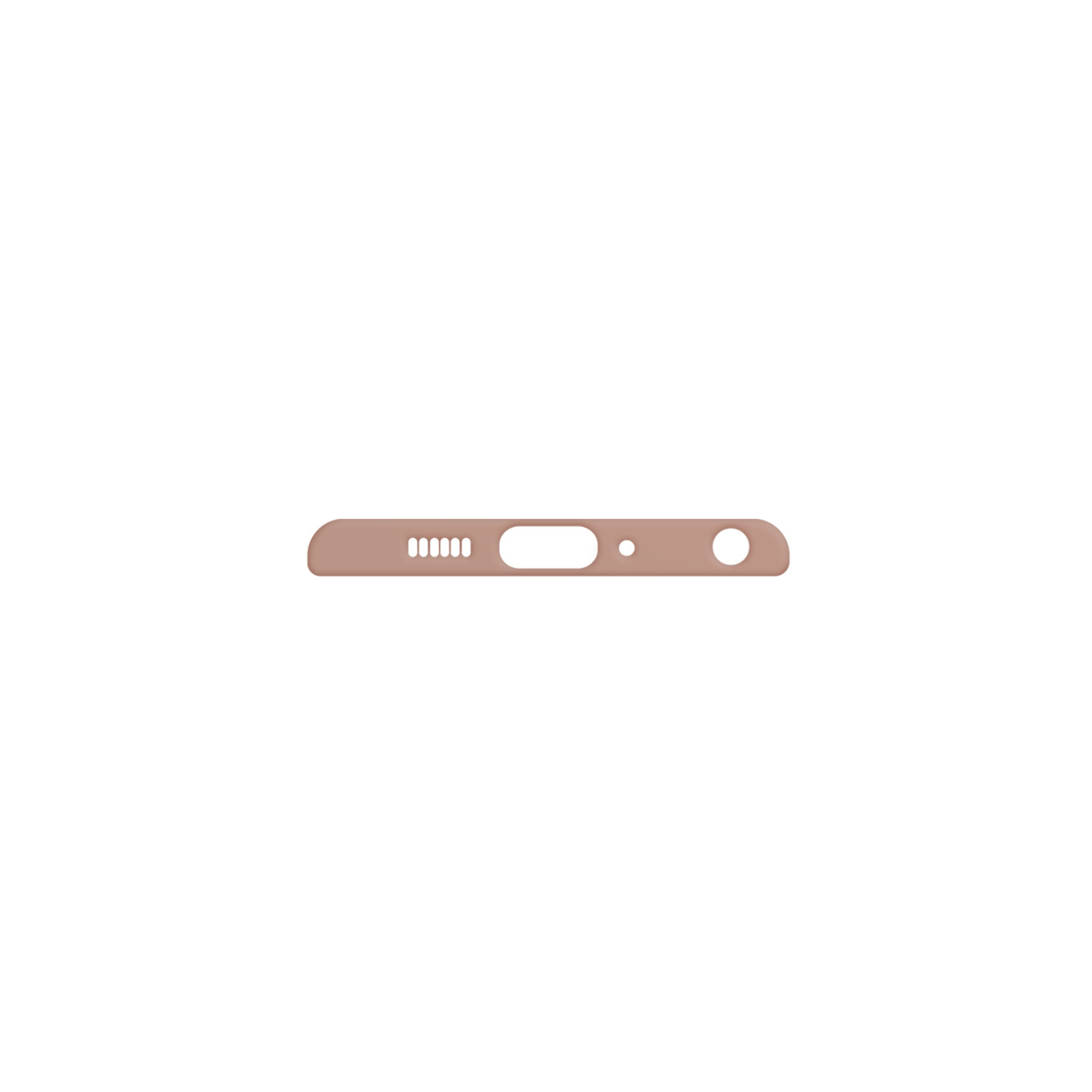 Onderkant van de telefoon, met luidsprekergaten, een USB-C-poort en een microfoongat.
