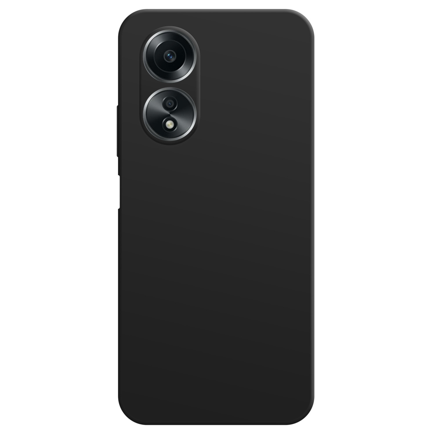 Een zwarte telefoonachterkant met drievoudige camera's.