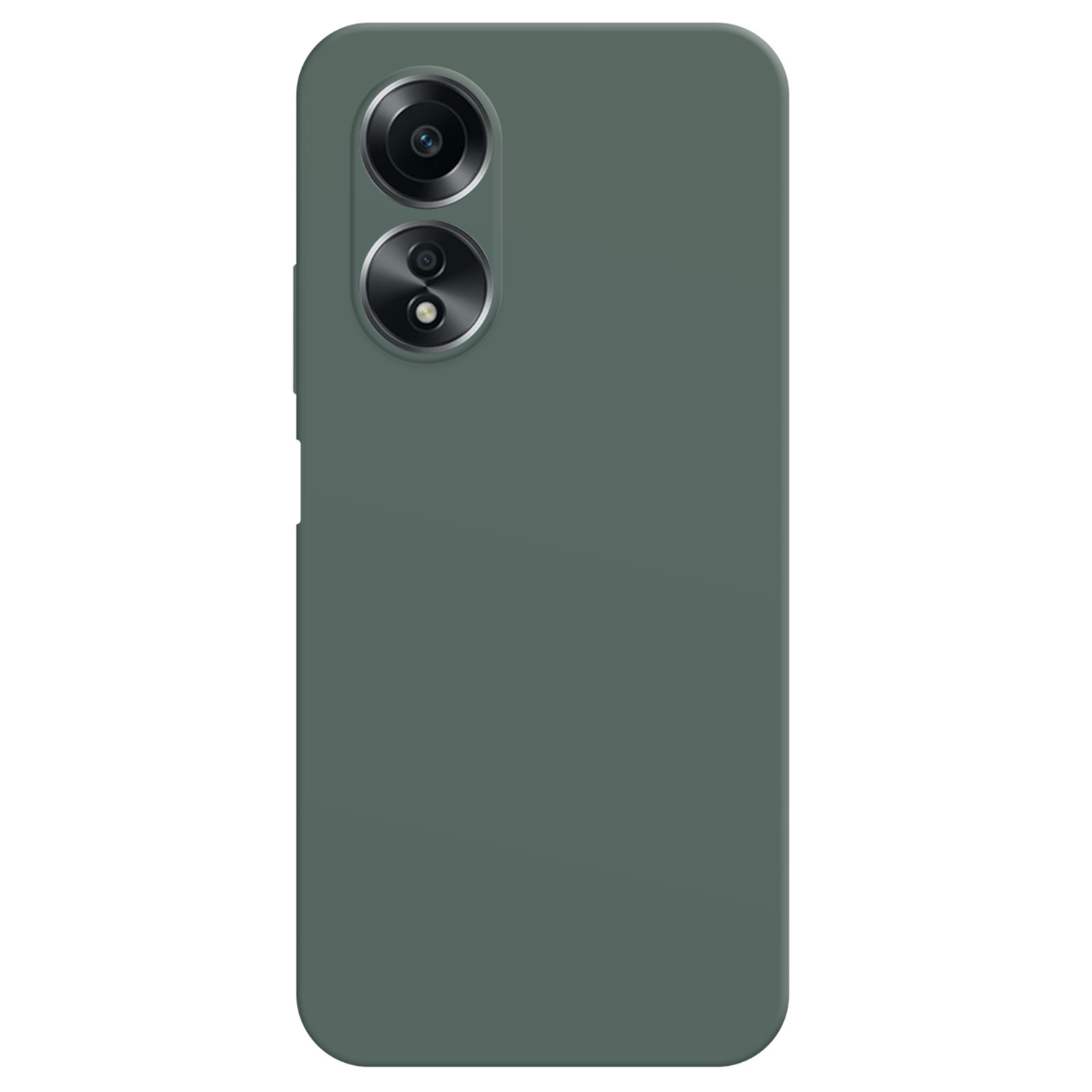 Coque de téléphone verte avec deux objectifs d'appareil photo et surface lisse.