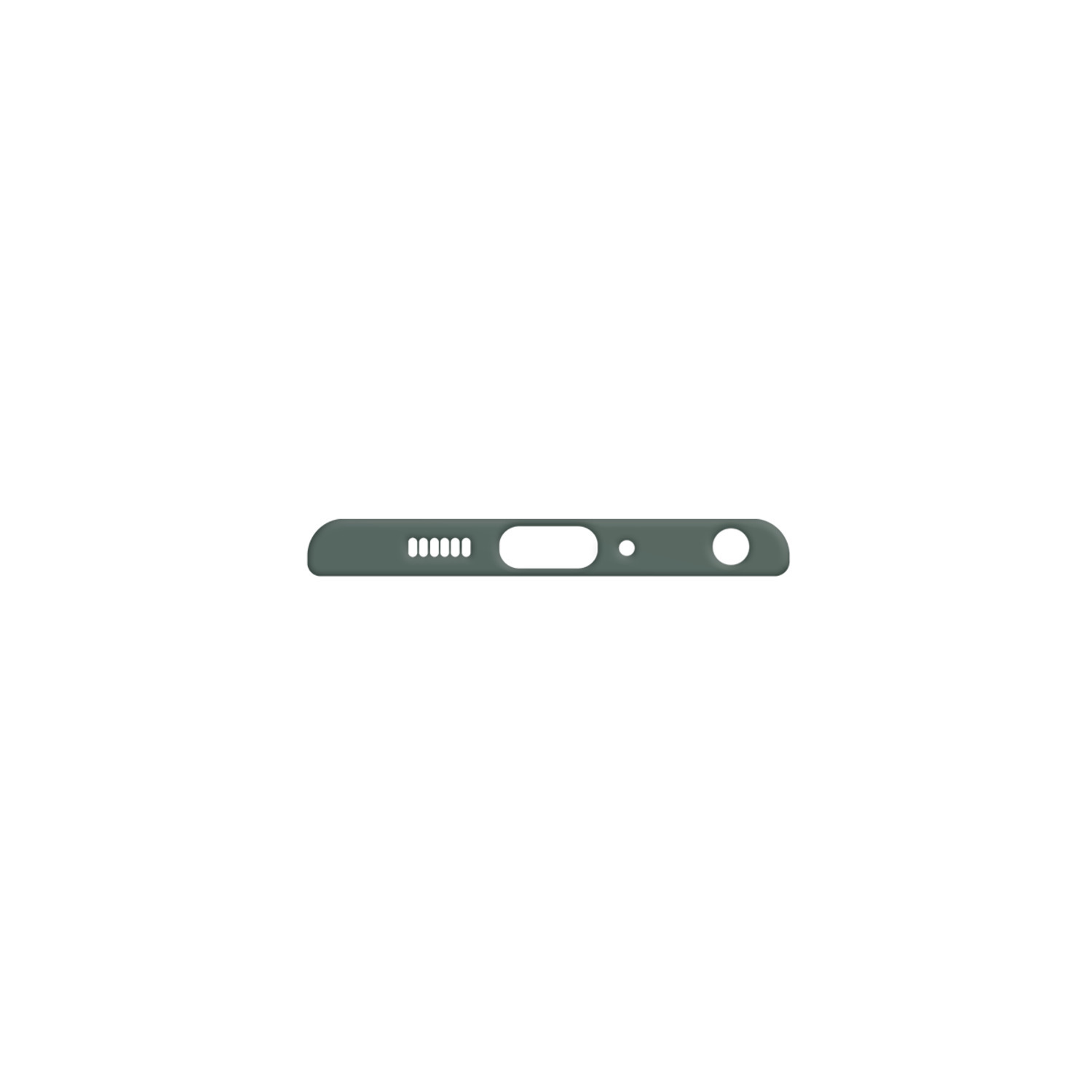 Un composant de téléphone vert avec un haut-parleur, un microphone et d'autres petites ouvertures. Il a une forme allongée.