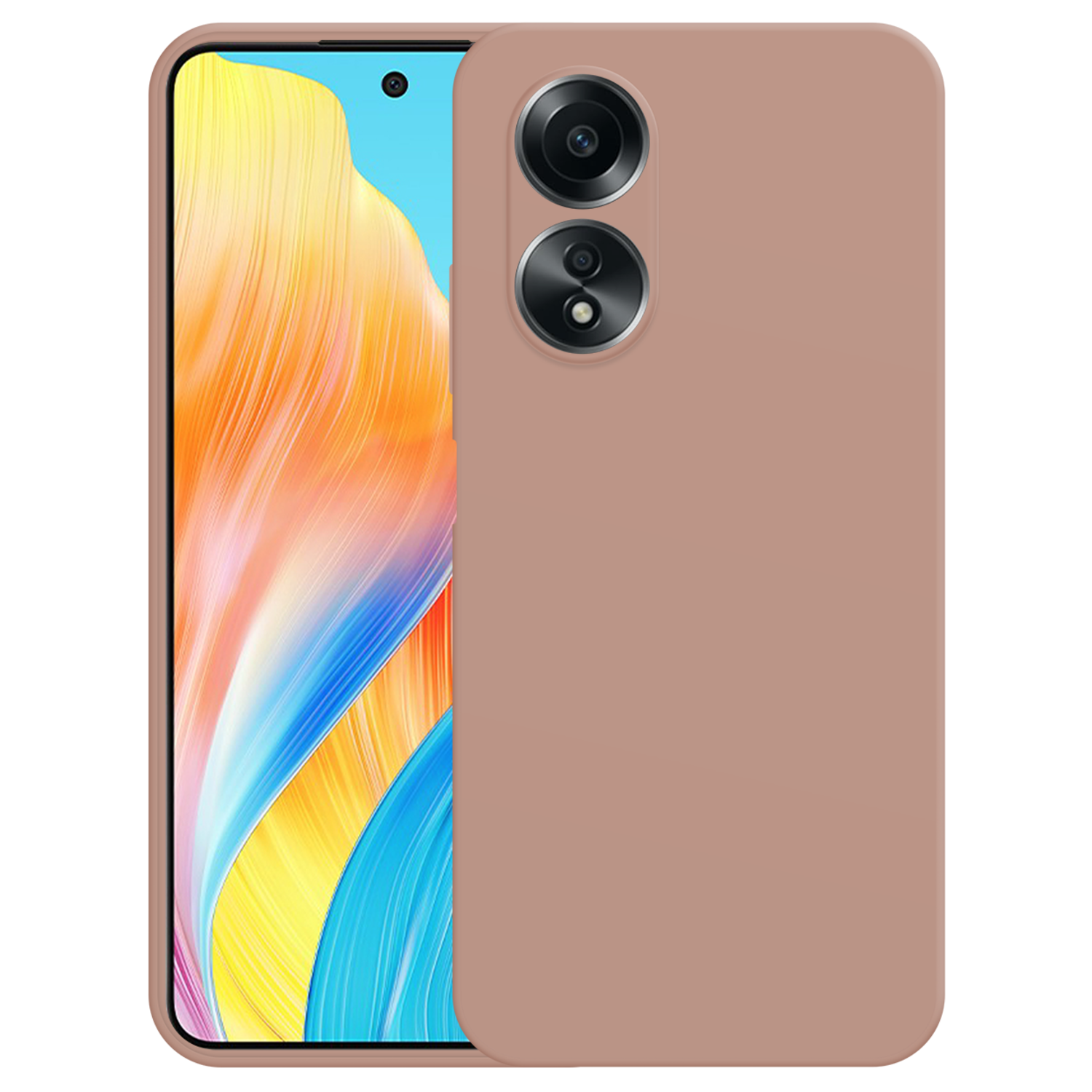 Roze telefoon met cameralenzen. Zwarte achtergrond.
