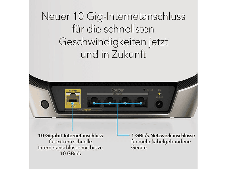 NETGEAR Orbi 860 Serie AX6000 Tri-Band WiFi 6-Router mit 1 Jahr Armor, 6 GBit/s, 10 Gig-Port (RBR860S); Mesh-Router — Foto 3 von 4
