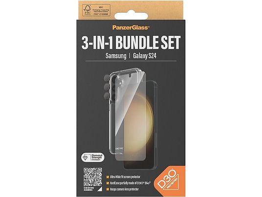 PANZERGLASS SGS24 3IN1 BUNDLE SET - Film protecteur pour smartphone (Convient pour le modèle: Samsung Samsung - Galaxy S24)