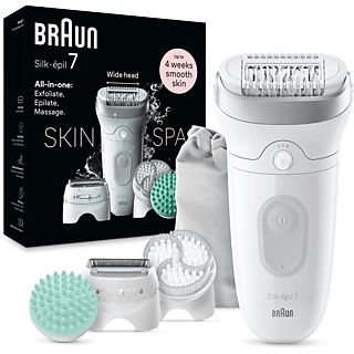 Depiladora - Braun Silk-épil 7 SkinSpa 7-031, Tecnología Micro-Grip, Luz Smartlight, Wet&Dry, All-in-one
