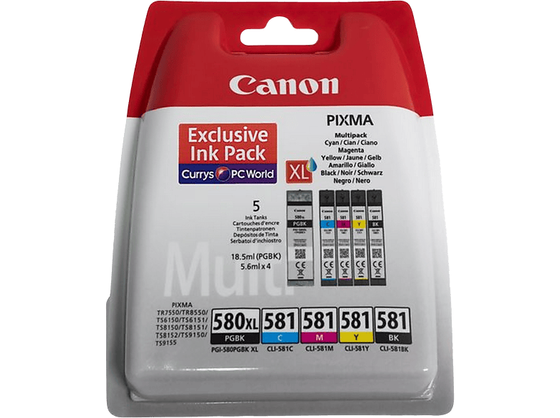 Canon Multipack 2024c007 Pgi-580xl/cli-581 Zwart-cyaan-magenta-geel (2024c007)