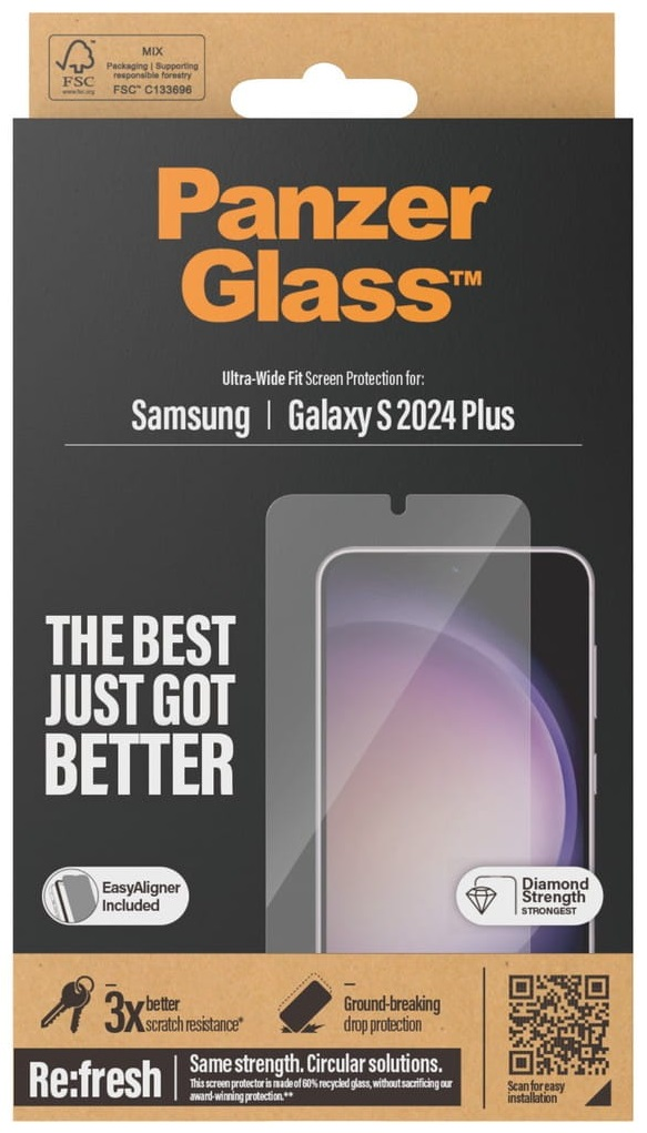 Pudełko na ochronę ekranu telefonu. Na pudełku napis PanzerGlass ze zdjęciem telefonu.