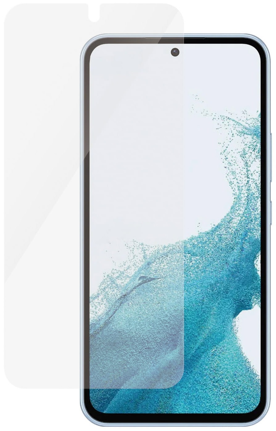 Telefon z nałożonym ochraniaczem ekranu i ochraniaczem obok.