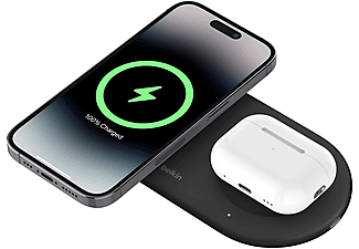 BELKIN Boostcharge Pro 2-in-1 Qi2 15W Kablosuz Şarj Standı Usb-C Siyah