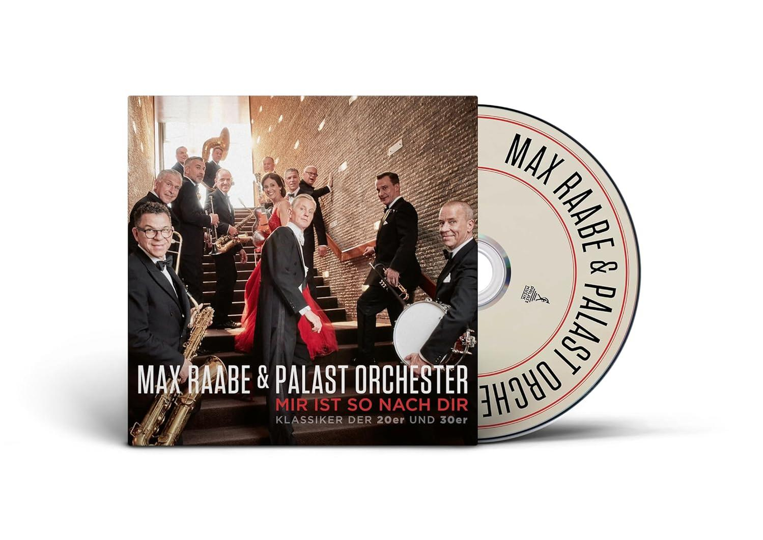 CD-Cover mit Band in Anzügen und CD. Text: Max Raabe & Palast Orchester.