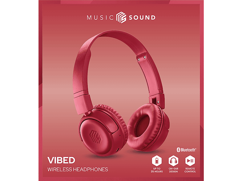 CELLULARLINE Music Sound Vibe Bluetooth Kulak Üstü Kulaklık Kırık Kırmızı_3