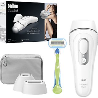 Depiladora IPL - Braun Luz Pulsada Silk·expert Pro 3 PL3122, Depilación permanente, 2 modos suavidad, Tecnología Skin Pro, Blanco