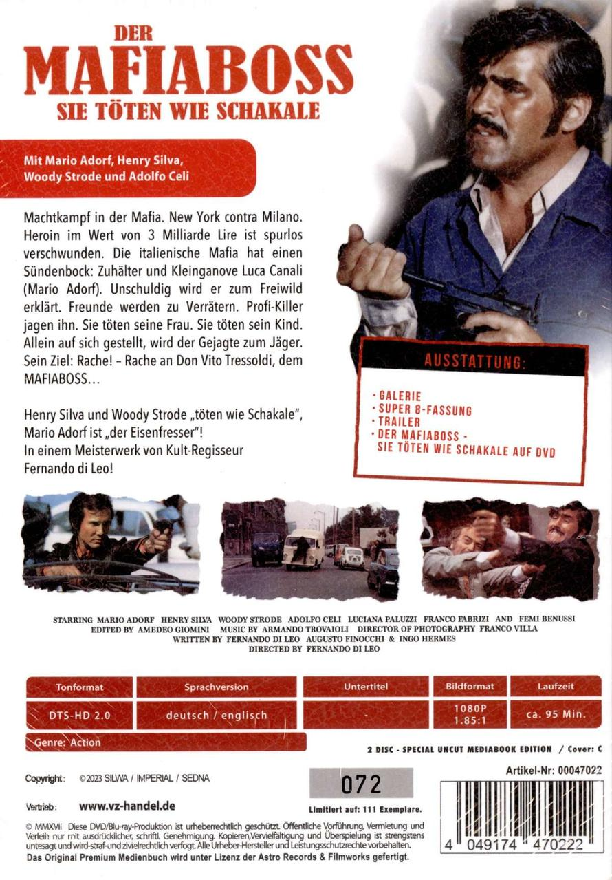 Die Rückseite einer DVD-Hülle für den Film Der MafiaBoss.
